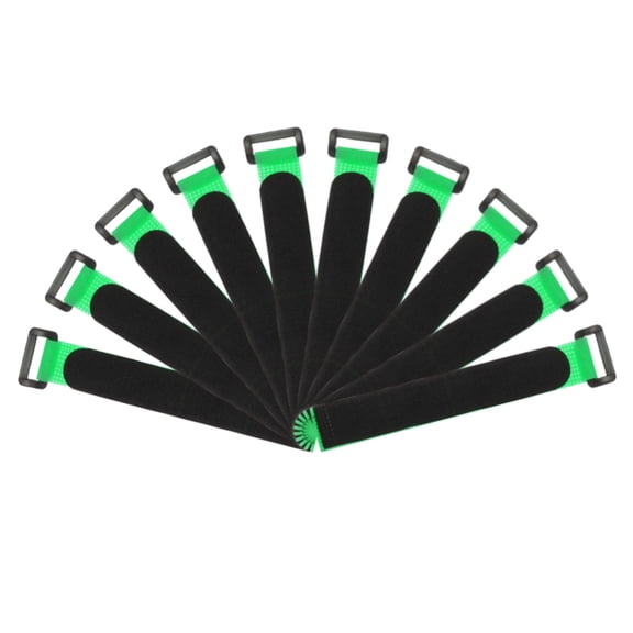 Uxcell Fastening Hook and Loop Cable Tie 8 Inch x 1 Inch Reusable with Buckle Green 10Pcs