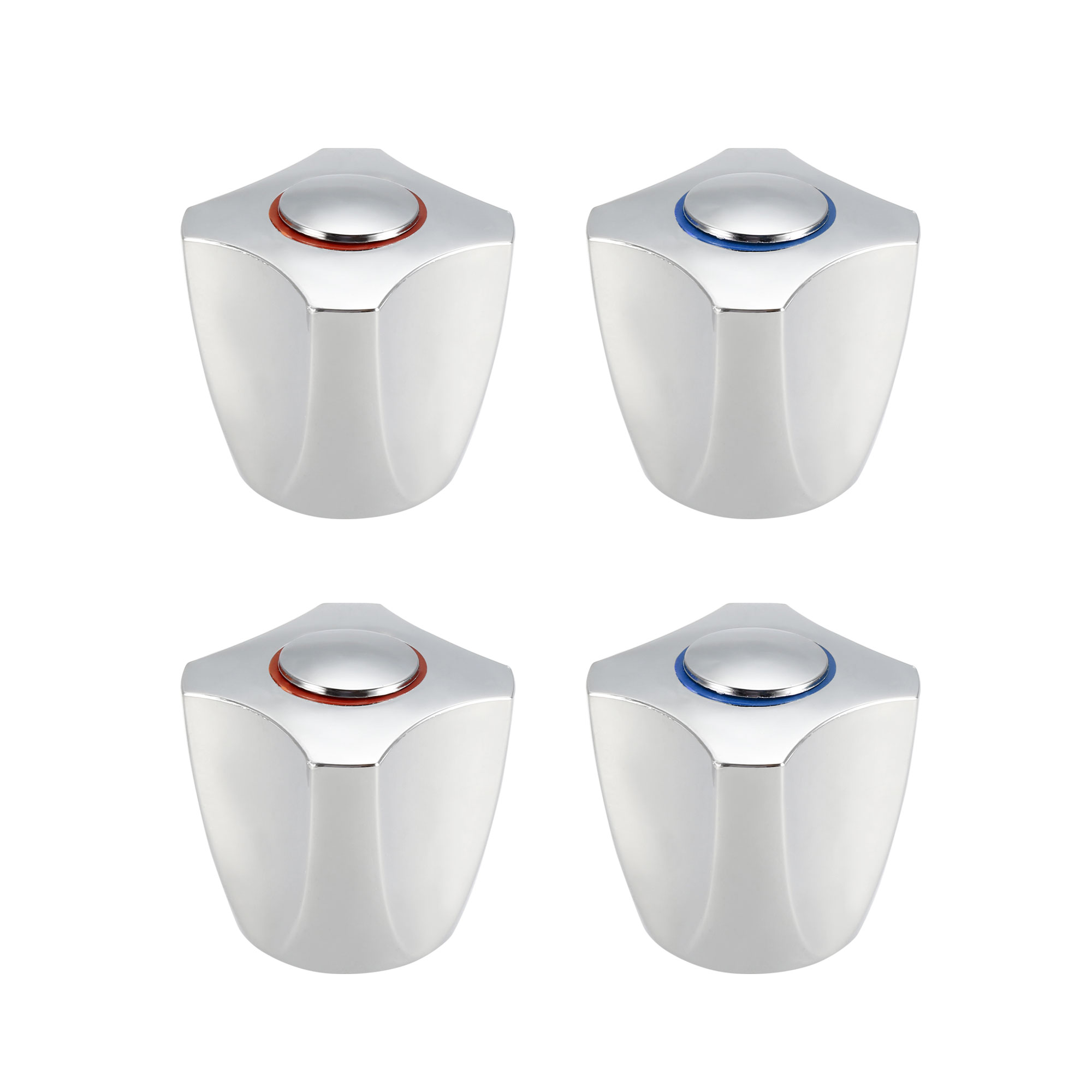 Uxcell Faucet Knob Handle 1.34 inch Dia Universal Replacement Handle Silver Tone 4 Pcs