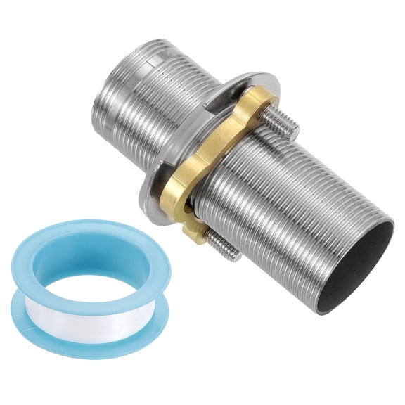 Uxcell Faucet Mount Extension Shank 3"x 1.25" Stainless Steel Pipe Faucet Extension Lengthen Fixed High Foot Fittings for Basin