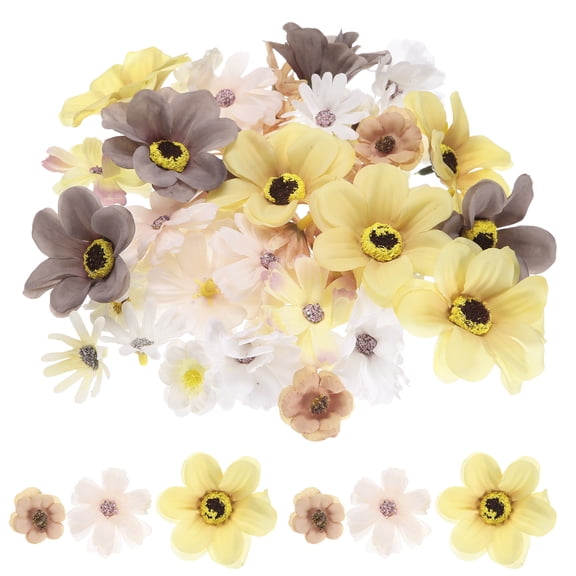 Faux Flower Heads Mini Artificial Flowers Bulk Small Multicolor Fabric Flowers for DIY Craft Wedding Party Home Decoration, Bright White