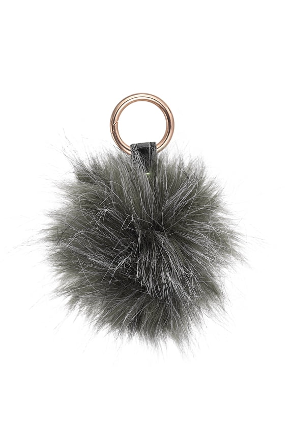 Faux Fox Fur Pom Pom Keychain, Puffy Ball Keychain Fluffy Fur Ball Key Chain Bags Charms with Key Ring Hook for Car Key Phone Handbag Charm Tote Pendant, Imitation Black Fox