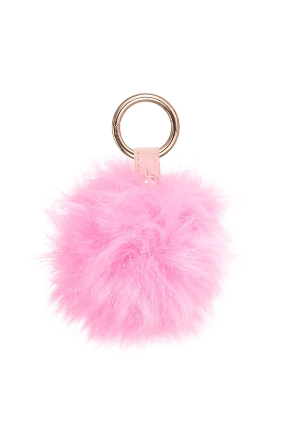 Faux Fox Fur Pom Pom Keychain, Puffy Ball Keychain Fluffy Fur Ball Key Chain Bags Charms with Key Ring Hook for Car Key Phone Handbag Charm Tote Pendant, Deep Pink