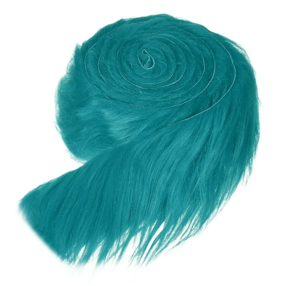 Uxcell Faux Fur Fabric, 60 x 2 Inch Plush Faux Fur, Fluffy Fuzzy Fabric Precut Strips for Crafts Beard Hair, Peacock Blue