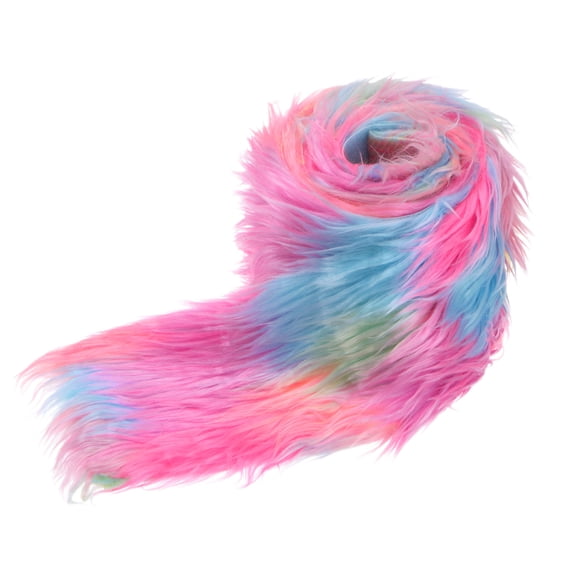 Uxcell Faux Fur Fabric Precut Strips, 59x4 Inch Plush Faux Fur Fabric Square for DIY Crafts [Iridescent]