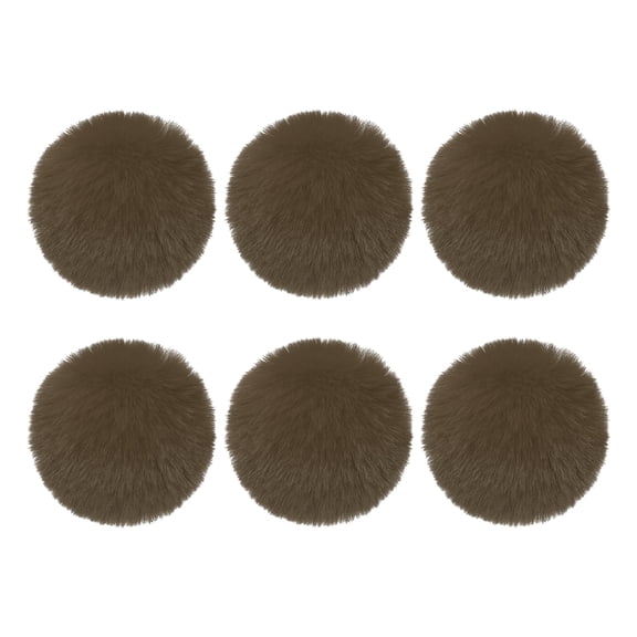 Uxcell Faux Fur Pom Poms for Hats, 6 Pcs Fluffy Soft Fur Poms Balls with Elastic Loop for Keychain Knitting Hats DIY Scarves Gloves Bag Christmas, Khaki Brown