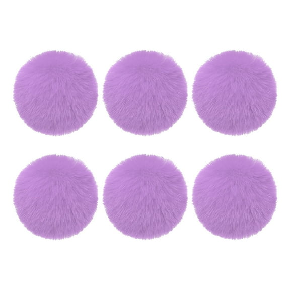 Uxcell Faux Fur Pom Poms for Hats, 6 Pcs Fluffy Soft Fur Poms Balls with Elastic Loop for Keychain Knitting Hats DIY Scarves Gloves Bag Christmas, Light Purple