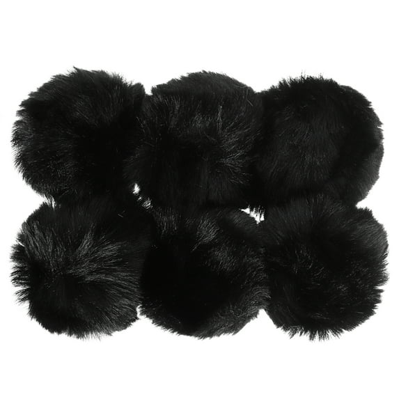 Uxcell Faux Fur Pom Poms for Hats, Fluffy Soft Fur Poms Balls, Black 6 pack
