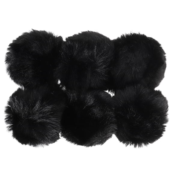 Uxcell Faux Fur Pom Poms for Hats, Fluffy Soft Fur Poms Balls, Black 6 pack