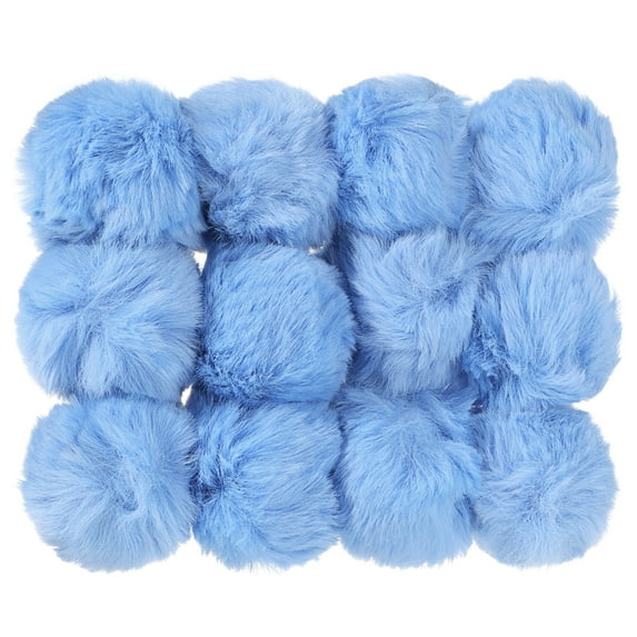 Uxcell Faux Fur Pom Poms for Hats, Fluffy Soft Fur Poms Balls, Blue 12 pack