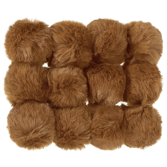 Uxcell Faux Fur Pom Poms for Hats, Fluffy Soft Fur Poms Balls, Brown 12 pack