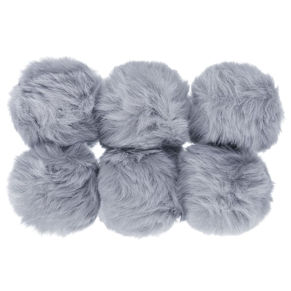 Uxcell Faux Fur Pom Poms for Hats, Fluffy Soft Fur Poms Balls, Grey 6 pack