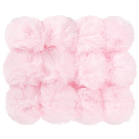 Uxcell Faux Fur Pom Poms for Hats, Fluffy Soft Fur Poms Balls, Pink 12 pack