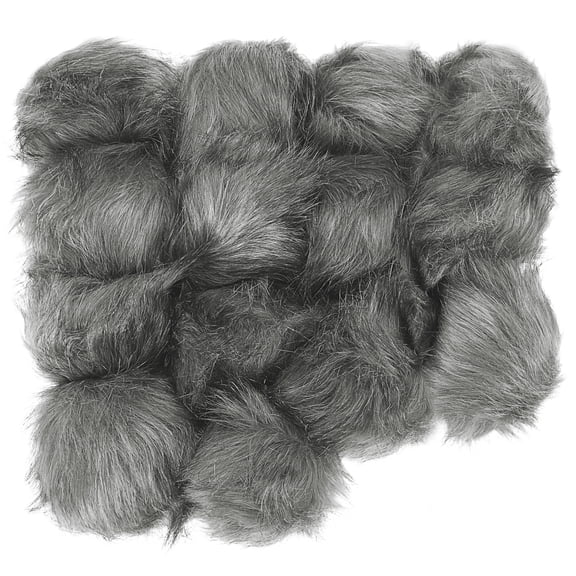 Uxcell Faux Fur Pom Poms for Hats, Fluffy Soft Fur Poms Balls with Elastic Loop, Grey 14Pack