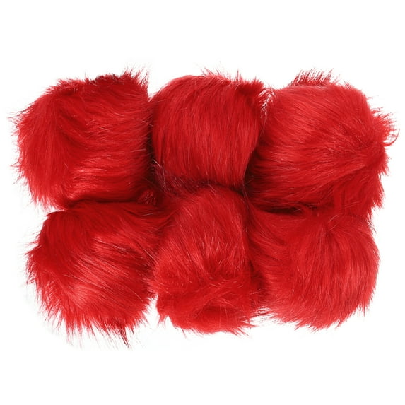 Uxcell Faux Fur Pom Poms for Hats, Fluffy Soft Fur Poms Balls with Elastic Loop, Red 6Pack