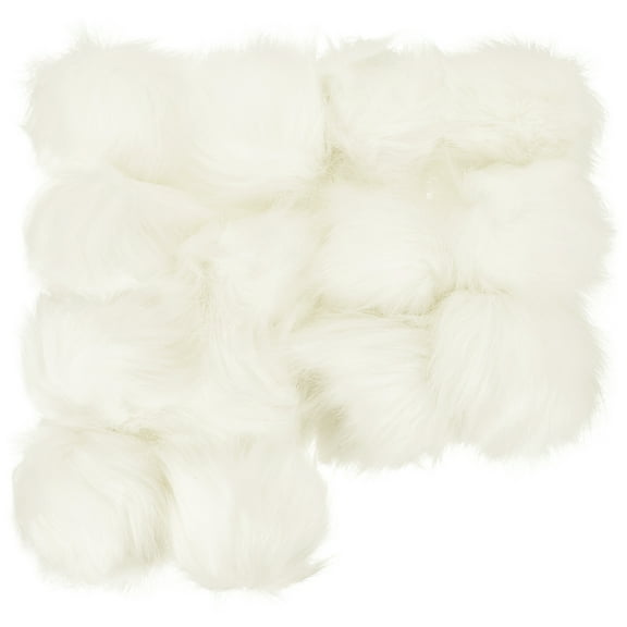 Uxcell Faux Fur Pom Poms for Hats, Fluffy Soft Fur Poms Balls with Elastic Loop, White 14Pack