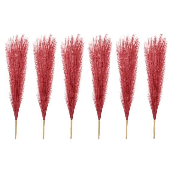 Uxcell Faux Pampas Grass, Boho Decor for Home Decoration Artificial Tall Fluffy Stems Wine Red Grass