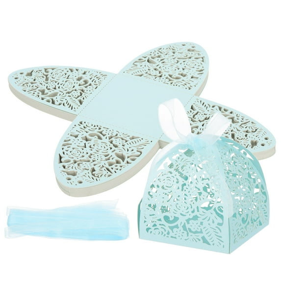 Uxcell Favor Boxes, Candy Party Gift Boxes for Wedding Mother's Day Easter Anniversary Christmas Celebration Pearl Light Blue