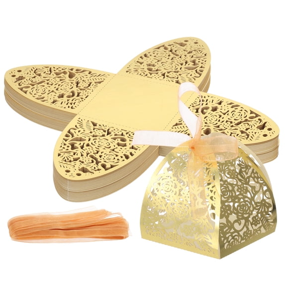 Uxcell Favor Boxes, Candy Party Gift Boxes for Wedding Mother's Day Easter Anniversary Christmas Graduation Reflective Gold