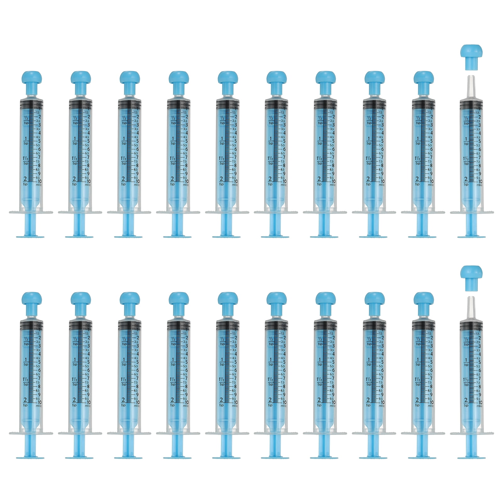 Uxcell Feeding Syringes with Cap Plastic Syringes Pet Feeding Measuring Tool No Needle, 10ml, Blue, 20 Pcs for Pets