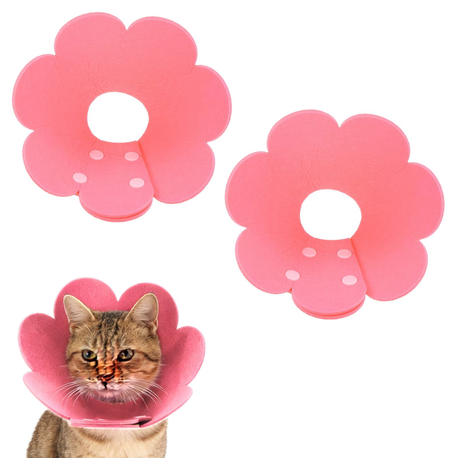 Felt Cat Recovery Collar, Cute Flower Cat Recovery Collar Adjustable Recovery Cones (2Pcs, S 6.3-7.5inch, Pink) for Small Dogs Kittens Cats at Walmart