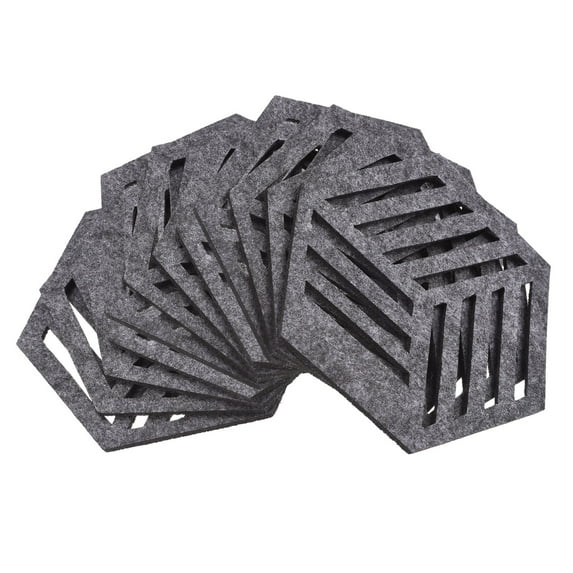 Uxcell Felt Coasters, Hexagon Mat Pad Coaster for Drink Cup Pot Bowl Vase, Grey 12 Pack