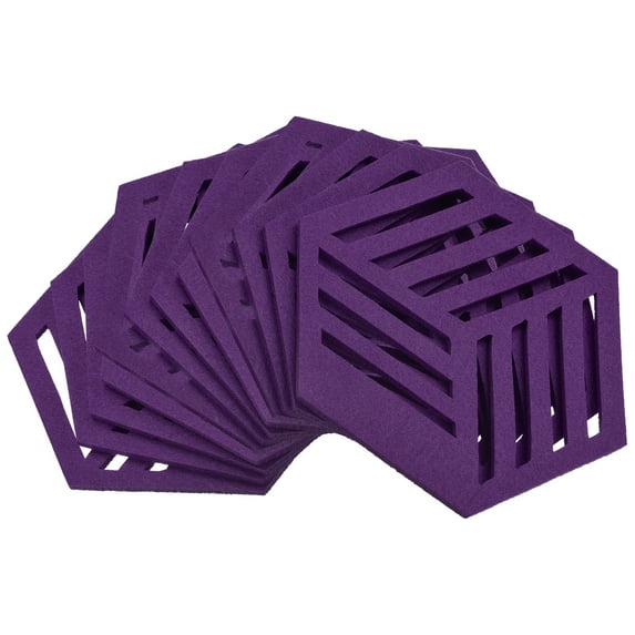 Uxcell Felt Coasters, Hexagon Mat Pad Coaster for Drink Cup Pot Bowl Vase, Purple 12 Pack