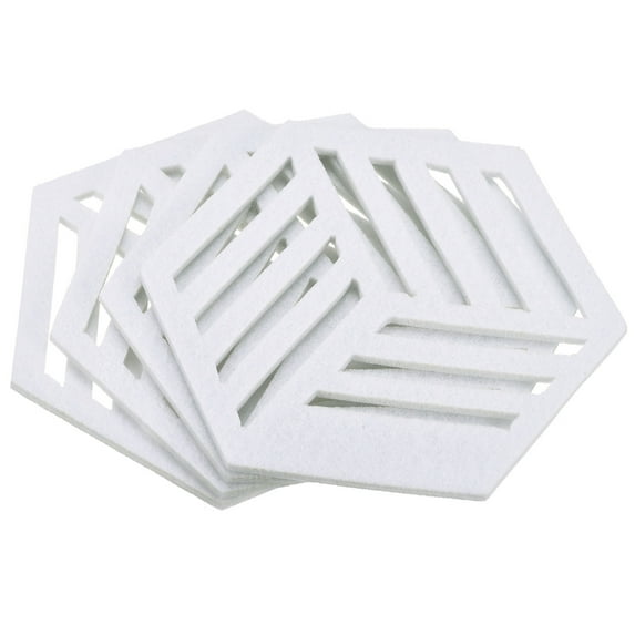 Uxcell Felt Coasters, Hexagon Mat Pad Coaster for Drink Cup Pot Bowl Vase, White 4 Pack