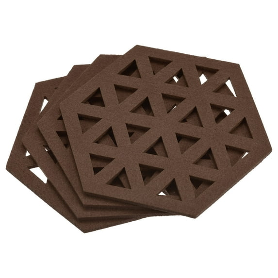 Uxcell Felt Coasters, Hexagonal Pad Coaster for Drink Cup Pot Bowl Vase, Coffee 4 Pack