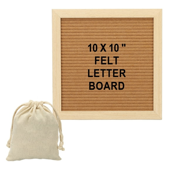 Uxcell Felt Letter Board, 10x10" Brown Wood Message Board, White Letter