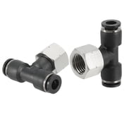 Uxcell 2Pcs Female Branch Tee 1/4" Tube OD x 1/4FNPT Thread Push to Connect Fittings