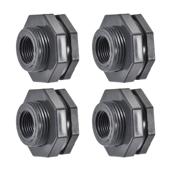Uxcell Female Pipe Fitting Bulkhead Fitting with Silicone Gasket Gray G1/2 4