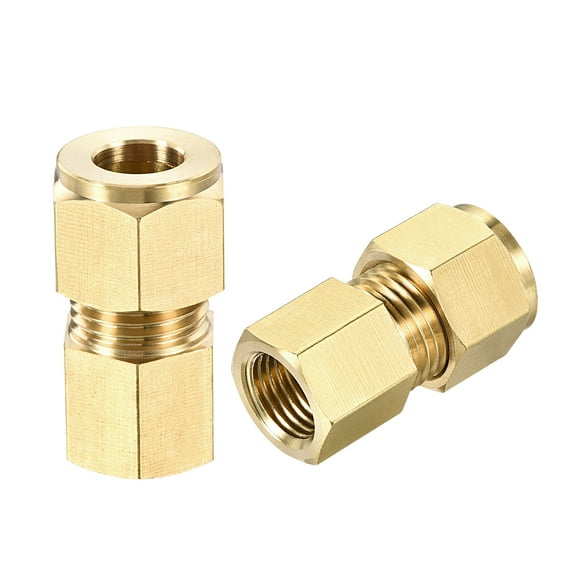 Uxcell Female Thread Tube OD Brass Compression Tubes Fitting 10mm