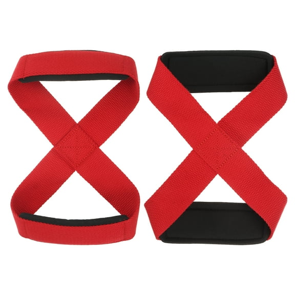 Uxcell Figure 8 Lifting Strap Fitness Weight 8 Loop Lifting Wraps Red, 2 Pack, L
