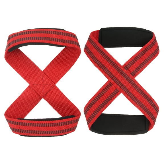 Uxcell Figure Lifting Strap, Anti-Skid Weightlifting Wrist Wraps Dead Lift Padded Grips Weight Lifting Straps Red Medium