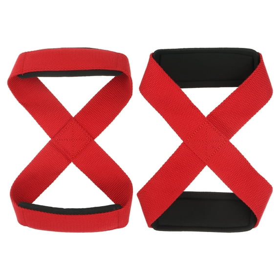 Uxcell Figure Lifting Strap, Weightlifting Wrist Wraps Dead Lift Padded Grips for Fitness Power Strength Training Red Small