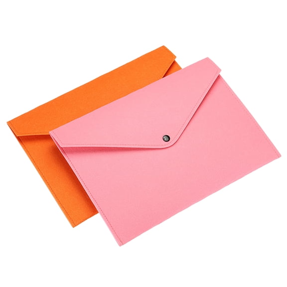 Uxcell File Bag Felt Folder A4 Size Document Storage Pouch, Orange Pink 2 Pack