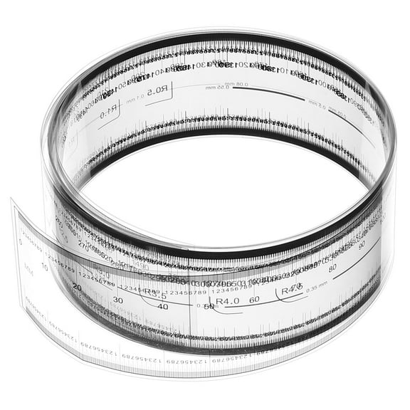 Uxcell Film Flexible Ruler 150cm 0.1mm Scale with R Angle and Width Lines Clear PET Plastic Folding Straight Ruler for Factory, Transparent, 1 Pcs