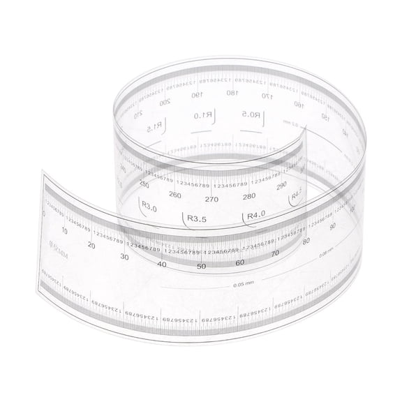 Uxcell Film Flexible Ruler 30cm 0.1mm Scale with R Angle & Width Lines PET Plastic Folding Straight Ruler