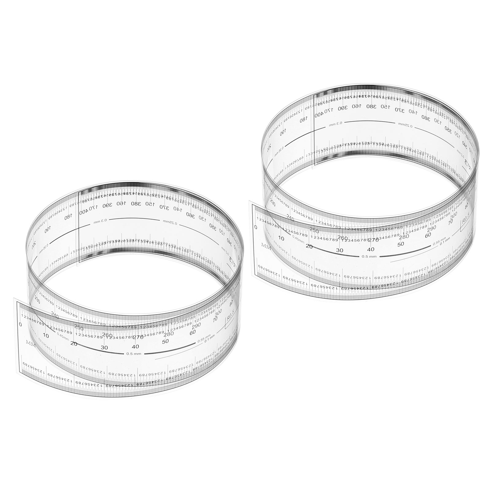 Règle Flexible 50cm En PET – Échelle 0,1mm, Transparente, Avec Angle R