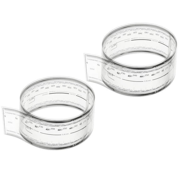 Uxcell Film Flexible Ruler 50cm 0.1mm Scale with R Angle and Width Lines Clear PET Plastic Folding Straight Ruler for Factory, Transparent, 2 Pcs