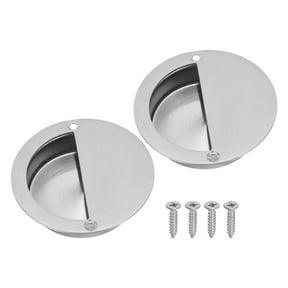 Uxcell Finger Flush Pulls Pocket Door Hardware Recessed Closet Handle Round Sliding Pocket Door Hardware, Silver 2 Pcs
