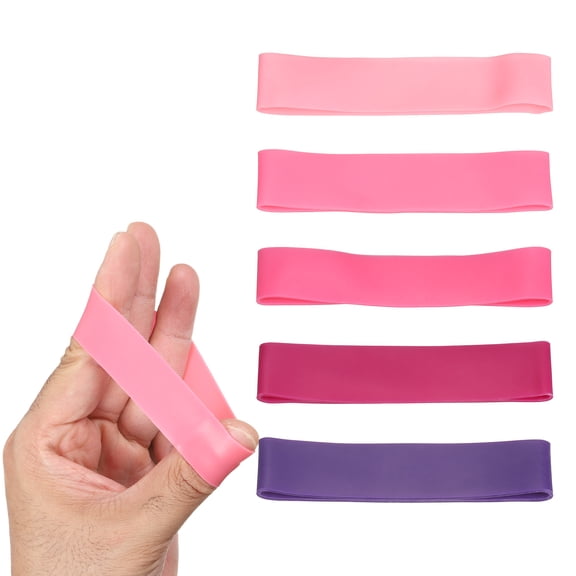 Uxcell Finger Resistance Bands, 5 Level Finger Grip Strengthener Grip Forearm Thumb Exerciser Pink Series & 5Pcs & 5-40 Lb-For(Extension Training/Finger Exercises/Injury Rehabilitation)