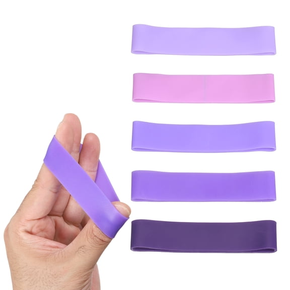 Uxcell Finger Resistance Bands, 5 Level Finger Grip Strengthener Grip Forearm Thumb Exerciser Purple Series & 5Pcs & 5-40 Lb-For(Extension Training/Finger Exercises/Injury Rehabilitation)
