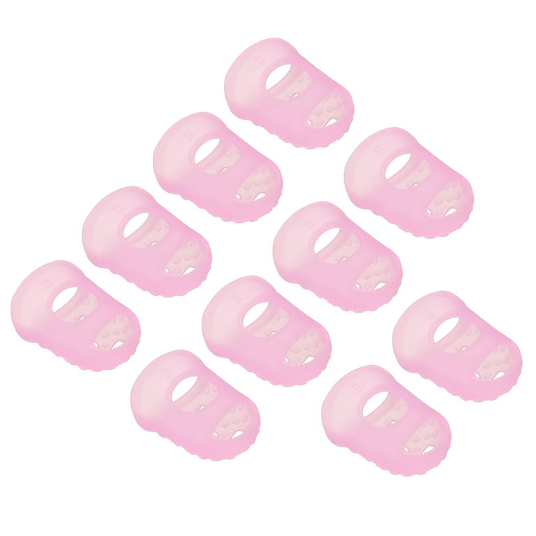 Uxcell Finger Tips Anti Slip Fingertip Protector, 10 Pack 28mm Silicone Finger Guard, Pink