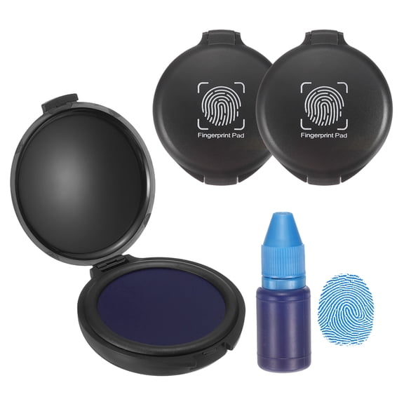 Uxcell Fingerprint Ink Pads, 3Pcs Thumbprint Ink Pad with 5ml Water-Based Ink Quick-Drying & Portable for Notary Stamp Office Supplies Identification ID Security Enforcement, Blue