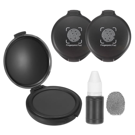 Uxcell Fingerprint Ink Pads, 3Pcs Thumbprint Ink Pad with 5ml Water-Based Ink Quick-Drying & Portable for Notary Stamp Office Supplies Identification ID Security Enforcement, Black