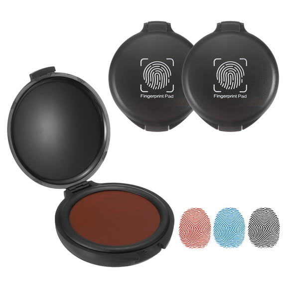 Uxcell Fingerprint Ink Pads, 3Pcs Thumbprint Ink Pad Quick-Drying & Portable for Notary Stamp Office Supplies Identification ID Security Enforcement Fingerprints, Black, Blue, Red