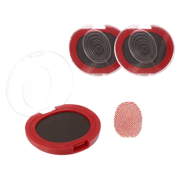 Uxcell Fingerprint Ink Pads, 3Pcs Thumbprint Ink Pad Quick-Drying & Portable for Notary Stamp Office Supply Identification ID Security Enforcement Fingerprints, Red