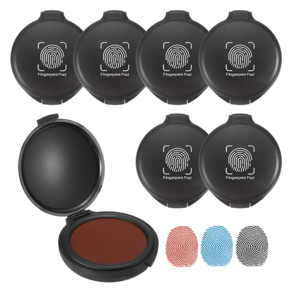 Uxcell Fingerprint Ink Pads, 6Pcs Thumbprint Ink Pad Quick-Drying & Portable for Notary Stamp Office Supplies Identification ID Security Enforcement Fingerprints, Black, Blue, Red