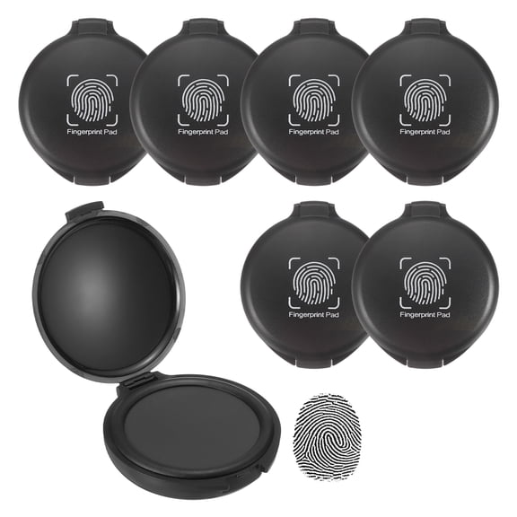 Uxcell Fingerprint Ink Pads, 6Pcs Thumbprint Ink Pad Quick-Drying & Portable for Notary Stamp Office Supplies Identification ID Security Enforcement Fingerprints, Black